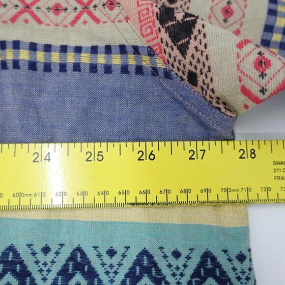 Kikomo Shirt Women's 22W Multicolor Aztec 100%‎ Cotton Short Sleeve Button-Up - Picture 4 of 6